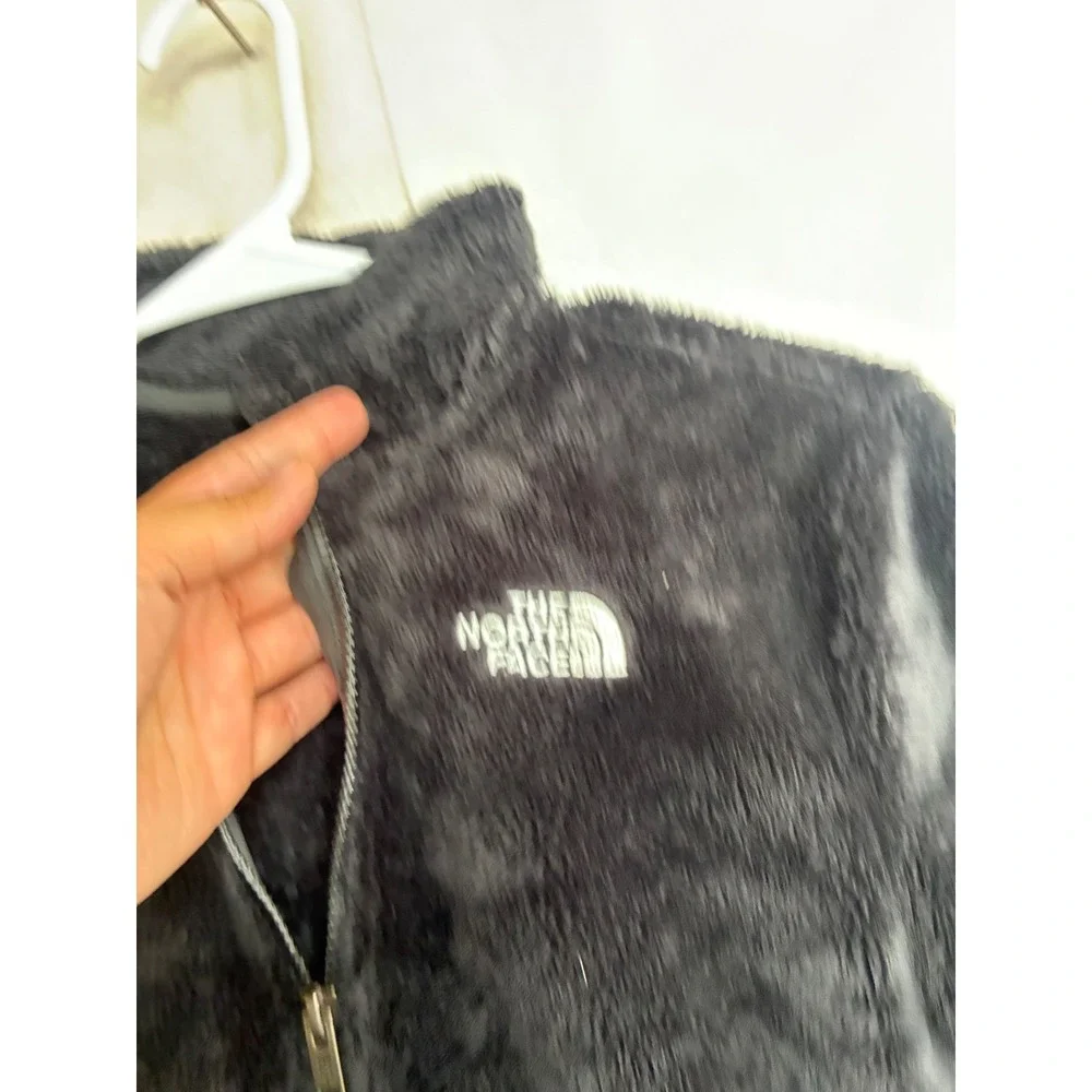 The North Face Girls Black Circular Design Full Zip Fleece Jacket Size L 12